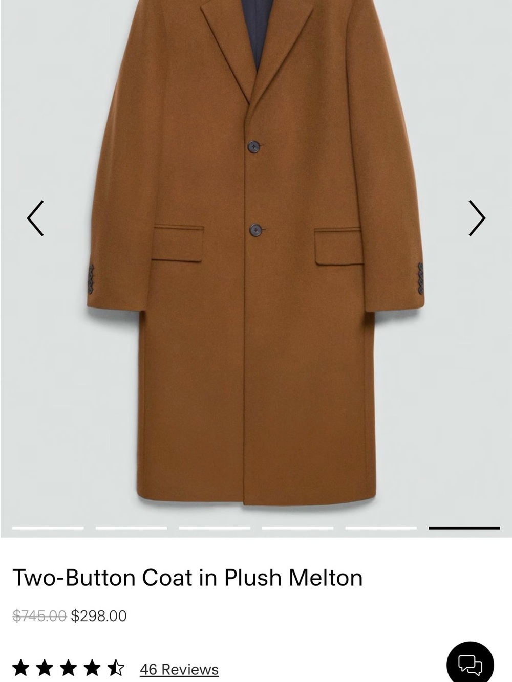 Theory Men's Two-Button Pea Coat in Camel Brown